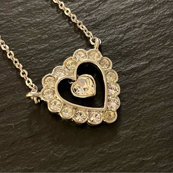 Vintage Kirks Folly Beloved Heart Pendant Silver Tone Necklace - Picture 2 of 13